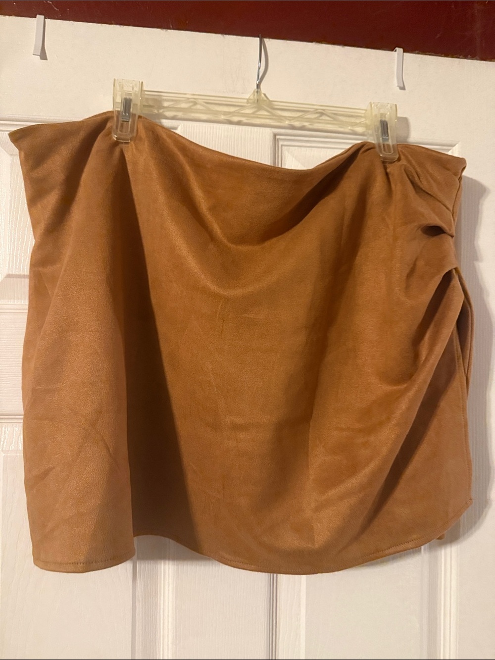 SHEIN Warm Tan Faux-Suede Mini Skirt